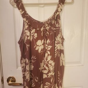 Torrid Size 3 Floral Sleeveless Blouse - Mauve and Cream